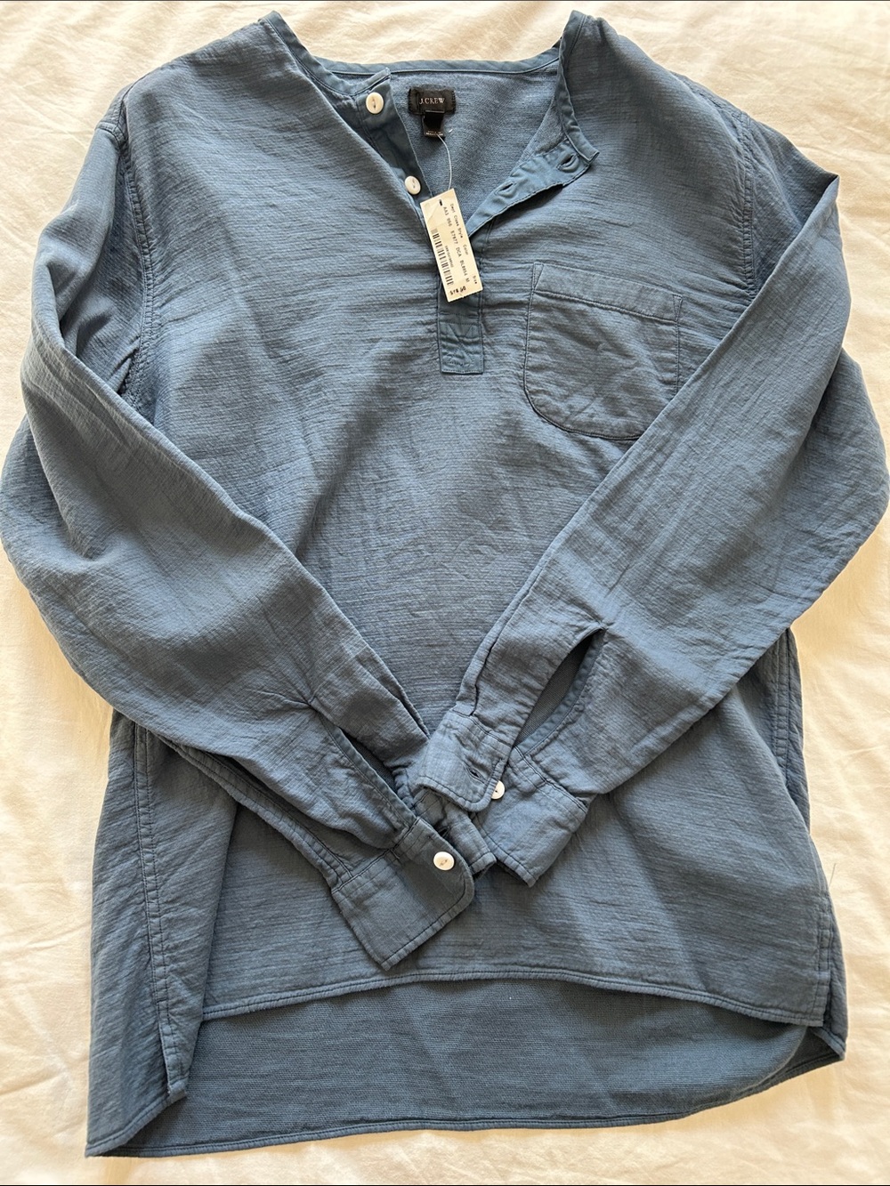 J. Crew Men’s Long-Sleeve Button Henley in Dusty Blue